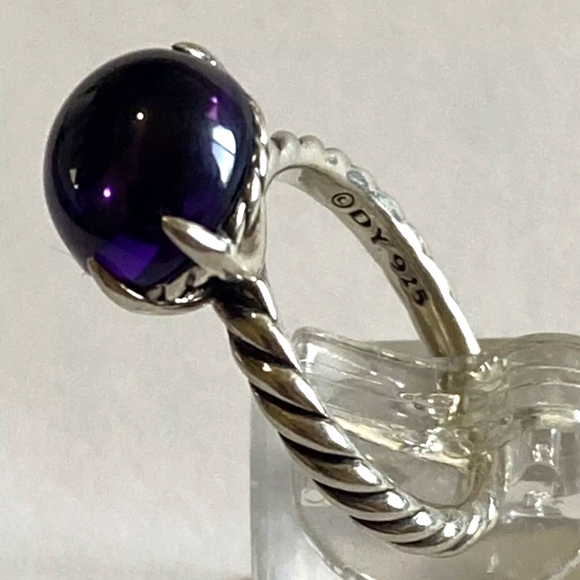 ⭐ David Yurman Sterling Silver Cable & Amethyst Ring D.Y. 925 Size 6.75 ✨ - Picture 4 of 15